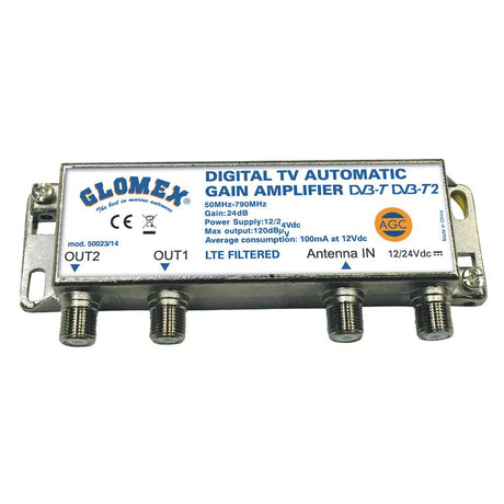 Glomex Auto Gain Control Amp - 12/24VDC f/2 TV Outputs - 50023/14 - CW70297 - Avanquil