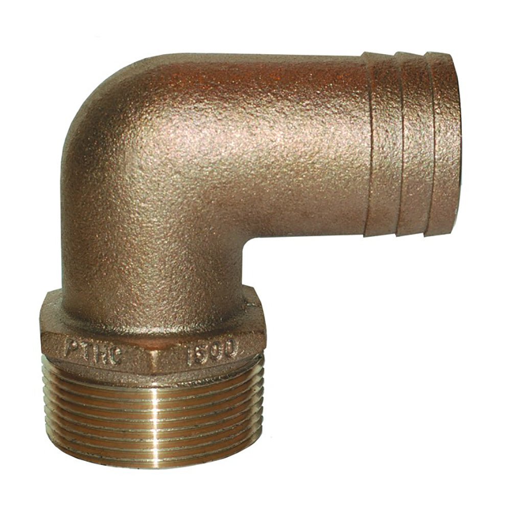 GROCO 1-1/2" NPT x 1-1/2" ID Bronze 90 Degree Pipe to Hose Fitting Standard Flow Elbow - PTHC-1500 - CW74278 - Avanquil