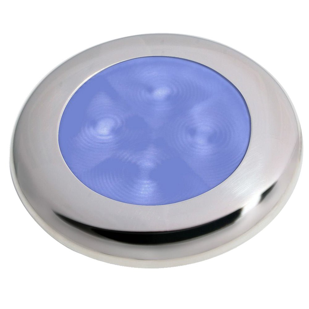 Hella Marine Slim Line LED 'Enhanced Brightness' Round Courtesy Lamp - Blue LED - Stainless Steel Bezel - 12V - 980502221 - CW65443 - Avanquil