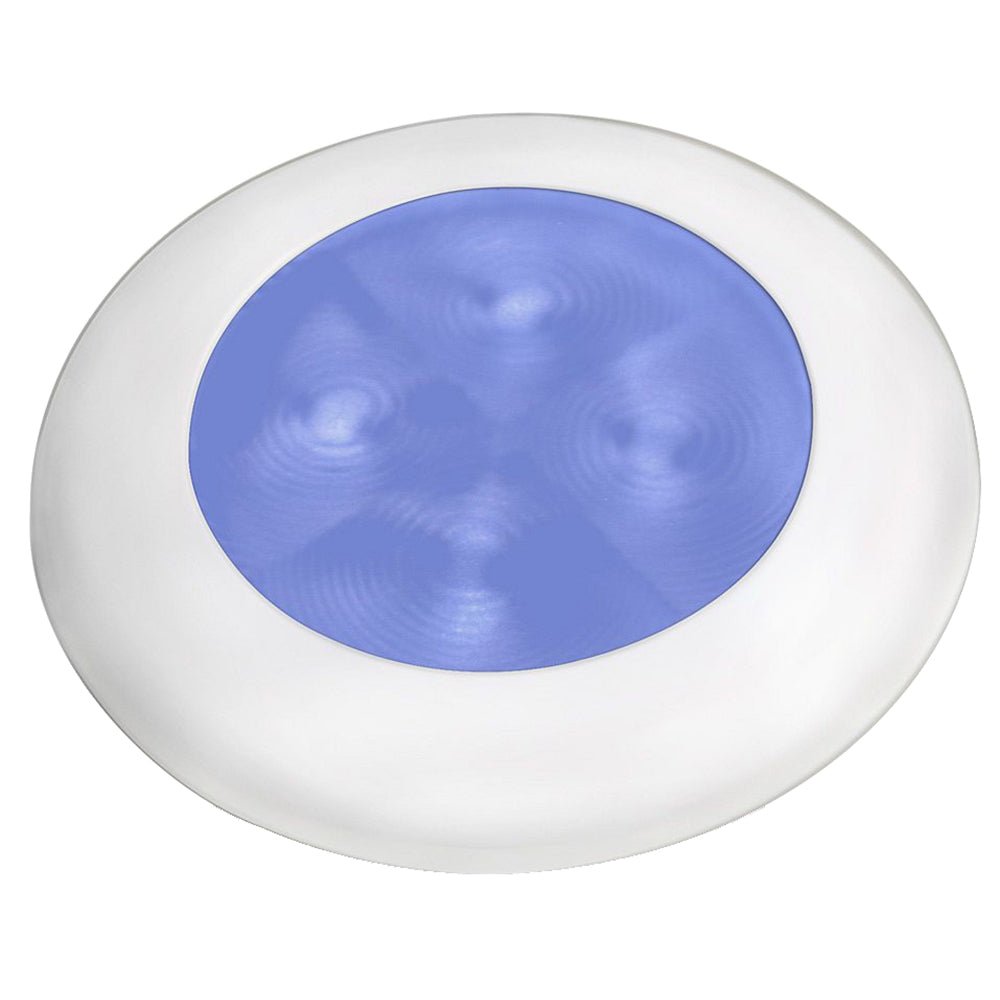 Hella Marine Slim Line LED 'Enhanced Brightness' Round Courtesy Lamp - Blue LED - White Plastic Bezel - 12V - 980502241 - CW65444 - Avanquil