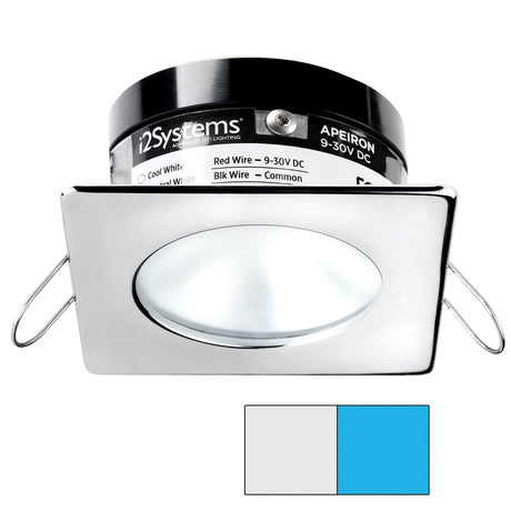 i2Systems Apeiron A503 3W Spring Mount Light - Square/Round - Cool White & Blue - Polished Chrome Finish - A503-12AAG-E - CW82106 - Avanquil