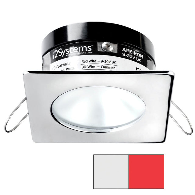 i2Systems Apeiron A503 3W Spring Mount Light - Square/Round - Cool White & Red - Polished Chrome Finish - A503-12AAG-H - CW82105 - Avanquil