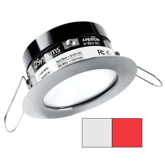 i2Systems Apeiron PRO A503 - 3W Spring Mount Light - Round - Cool White & Red - Brushed Nickel Finish - A503-41AAG-H - CW82211 - Avanquil