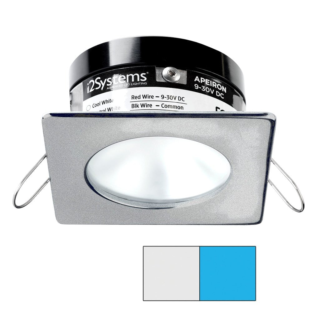 i2Systems Apeiron PRO A503 - 3W Spring Mount Light - Square/Round - Cool White & Blue - Brushed Nickel Finish - A503-42AAG-E - CW82217 - Avanquil