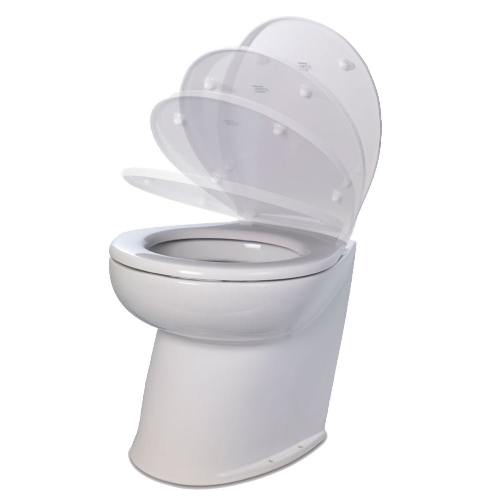 Jabsco Deluxe Flush 14" Angled Back 24V Freshwater Electric Marine Toilet w/Solenoid Valve & Soft Close Lid - 58060-3024 - CW98013 - Avanquil
