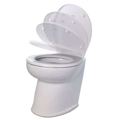 Jabsco Deluxe Flush 17" Angled Back 12V Raw Water Electric Marine Toilet w/Remote Rinse Pump & Soft Close Lid - 58220-3012 - CW98016 - Avanquil
