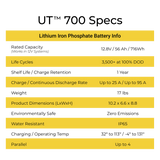 Lion Energy Safari UT 700 12V 56Ah Lithium Iron Phosphate (LiFePO4) Battery 50170129 - LE-50170129 - Avanquil
