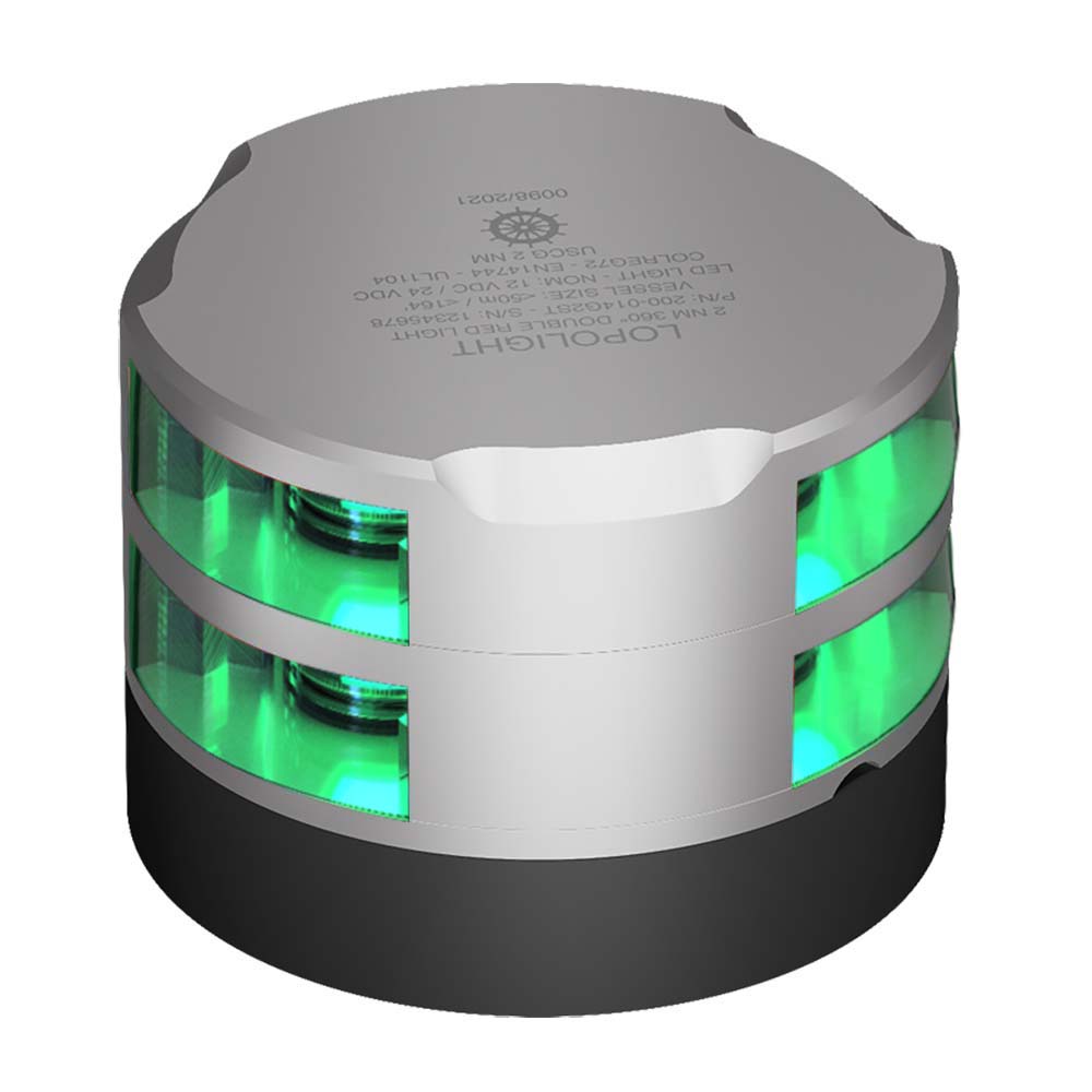 Lopolight Series 200-015 - Double Stacked Navigation Light - 2NM - Horizontal Mount - Green - Silver Housing - 200-015G2ST - CW89116 - Avanquil