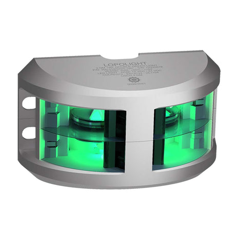 Lopolight Series 200-018 - Double Stacked Navigation Light - 2NM - Vertical Mount - Green - Silver Housing - 200-018G2ST - CW89124 - Avanquil
