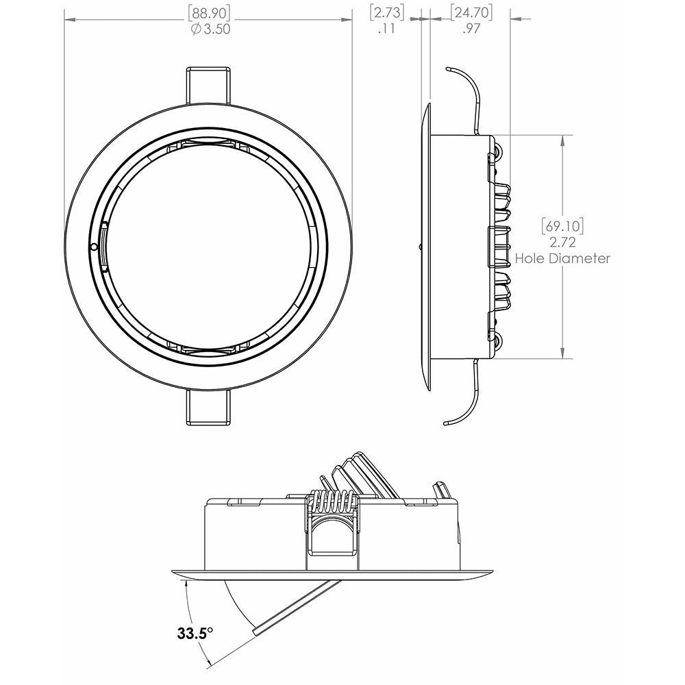 Lumitec Mirage Positionable Down Light - White Dimming, Red/Blue Non-Dimming - Polished Bezel - 115118 - CW64313 - Avanquil