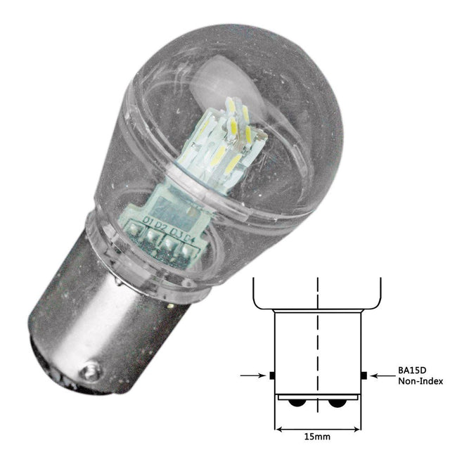 Lunasea Bayonet LED Bulb BA15D - 10-30VDC/1W/105 Lumens - Cool White - LLB-26FC-21-00 - CW48727 - Avanquil