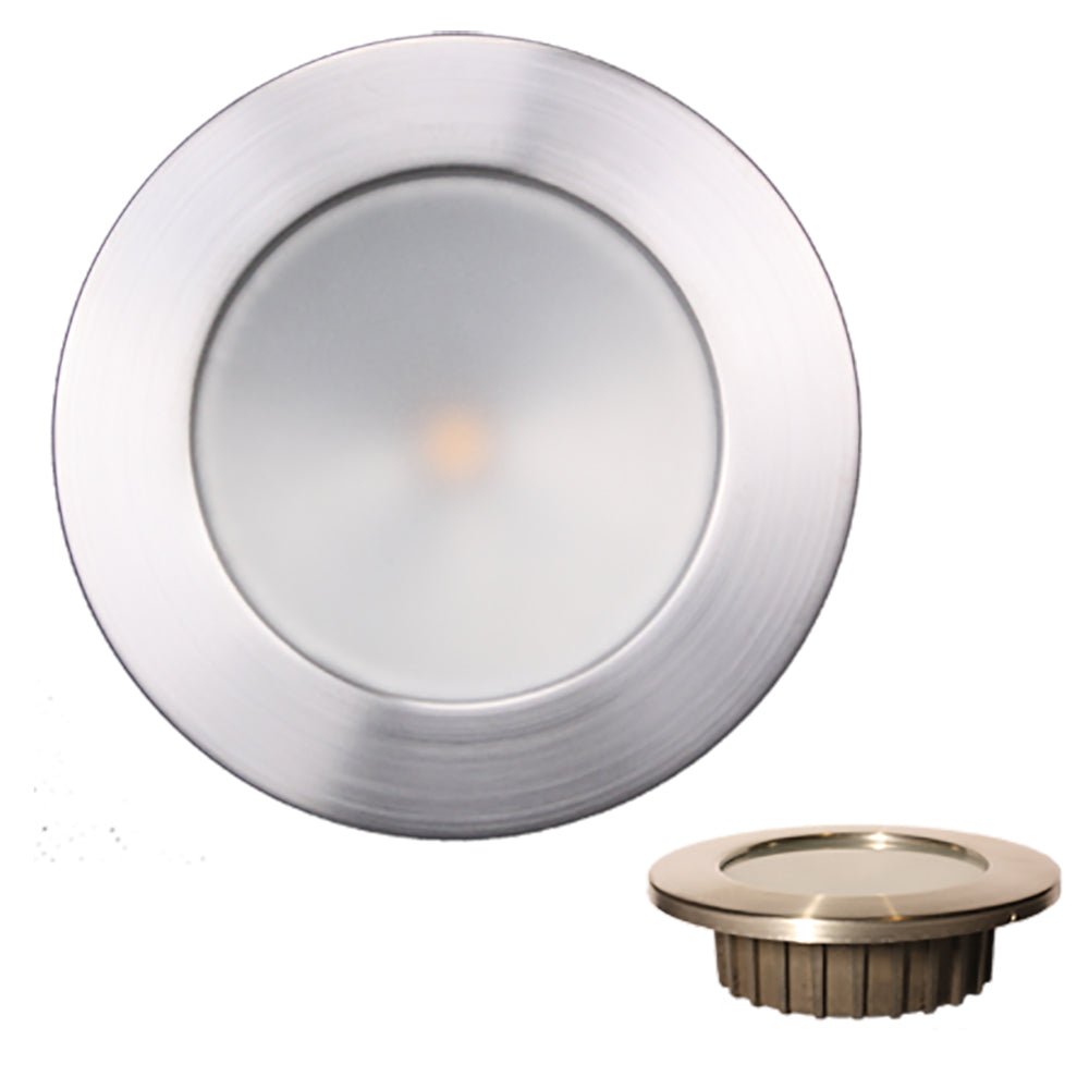 Lunasea “ZERO EMI” Recessed 3.5” LED Light - Warm White, Blue w/Brushed Stainless Steel Bezel - 12VDC - LLB-46WB-0A-BN - CW82904 - Avanquil