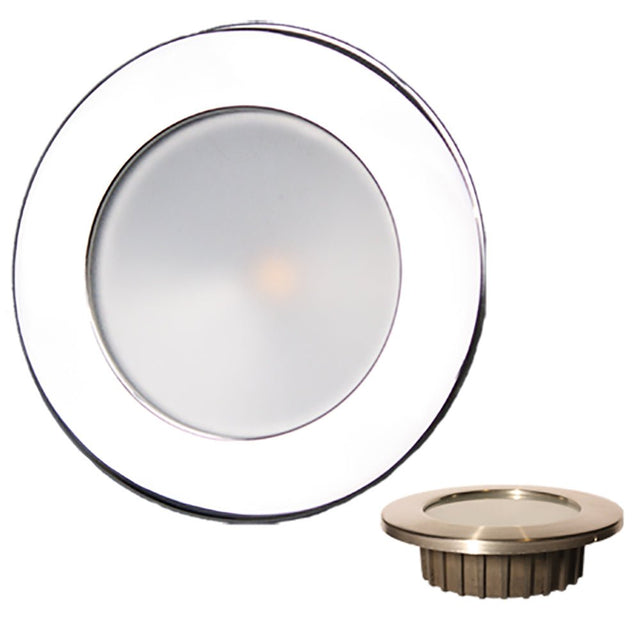 Lunasea “ZERO EMI” Recessed 3.5” LED Light - Warm White, Blue w/Polished Stainless Steel Bezel - 12VDC - LLB-46WB-0A-SS - CW82899 - Avanquil