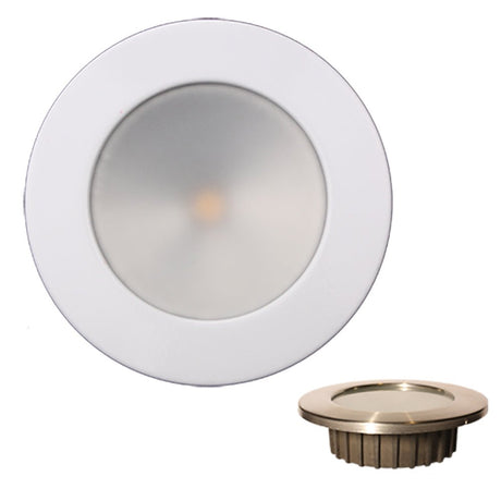 Lunasea “ZERO EMI” Recessed 3.5” LED Light - Warm White, Red w/White Stainless Steel Bezel - 12VDC - LLB-46WR-0A-WH - CW82908 - Avanquil