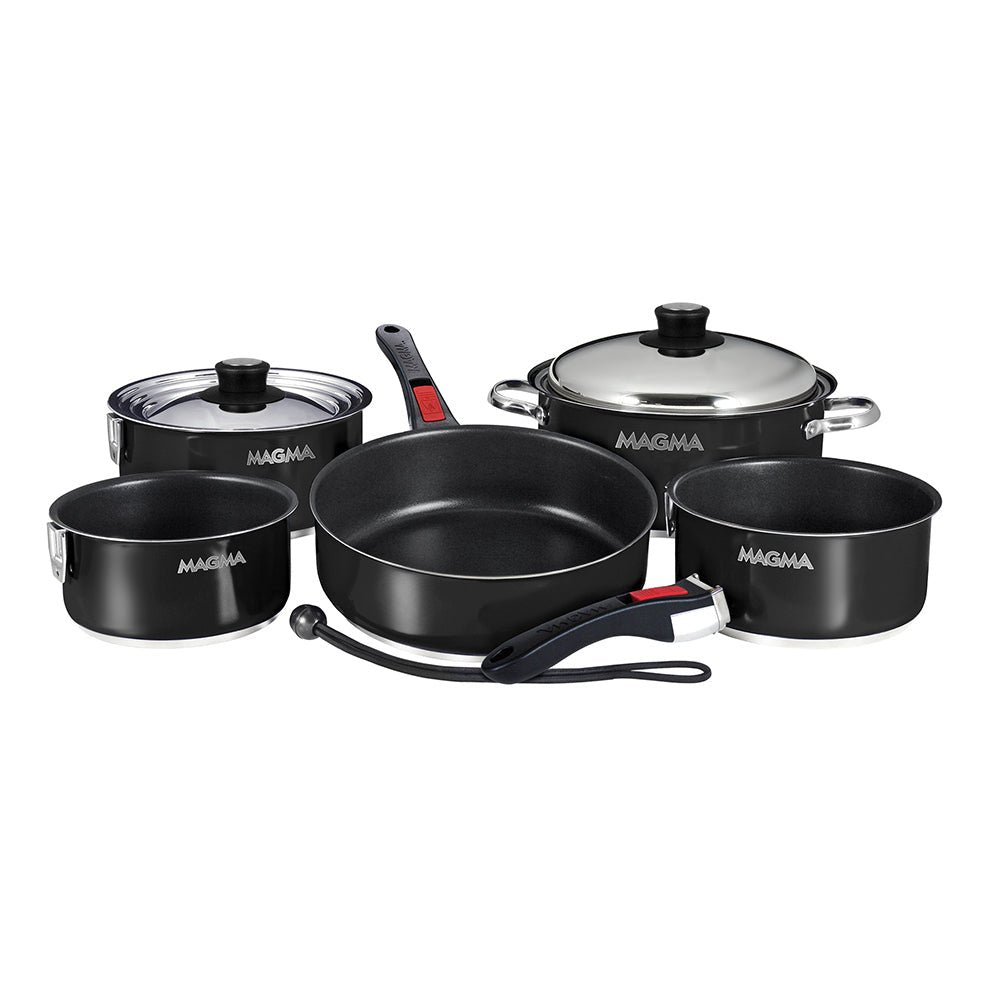 Magma Nestable 10 Piece Induction Non-Stick Enamel Finish Cookware Set - Jet Black - A10-366-JB-2-IN - CW97258 - Avanquil