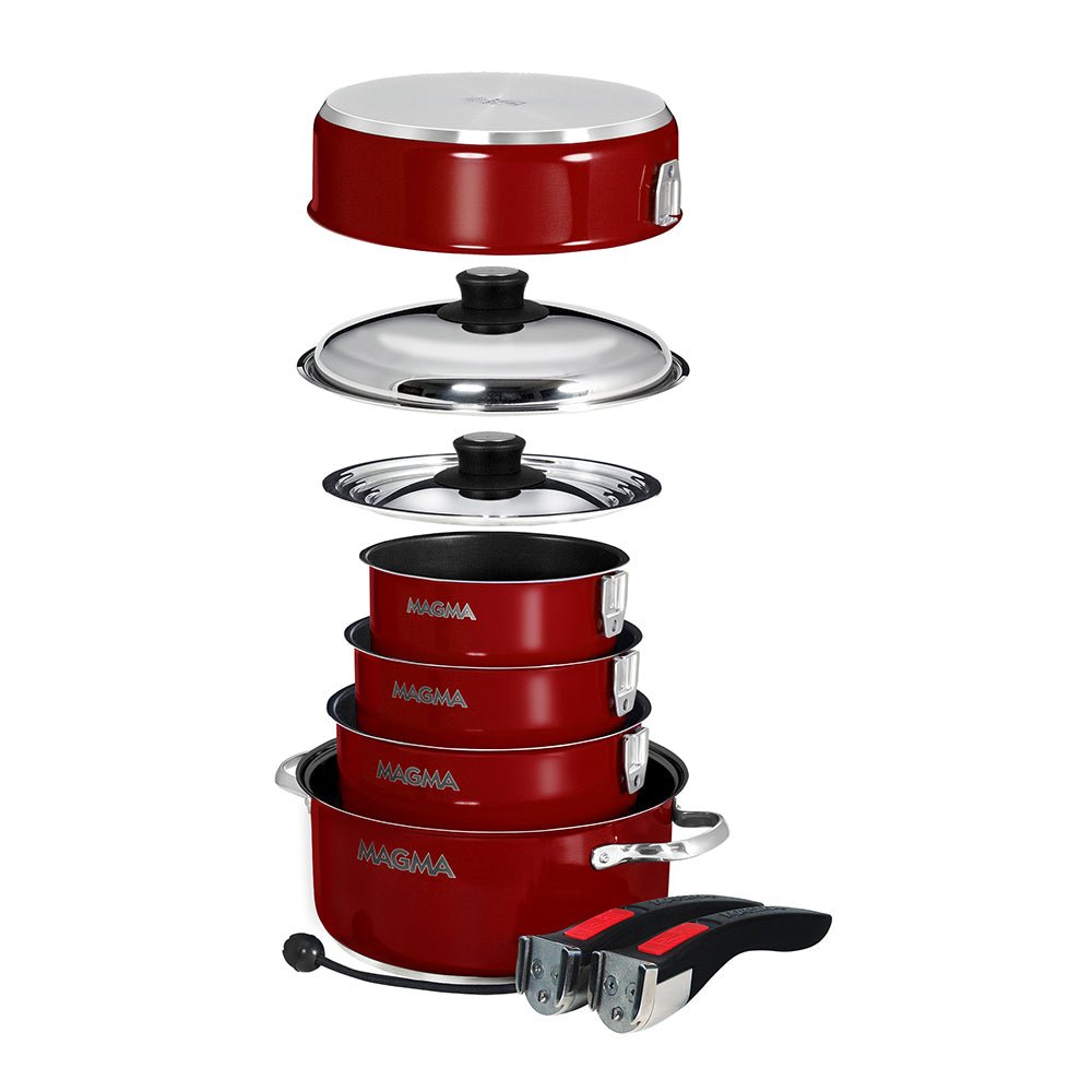 Magma Nestable 10 Piece Induction Non-Stick Enamel Finish Cookware Set - Magma Red - A10-366-MR-2-IN - CW97257 - Avanquil