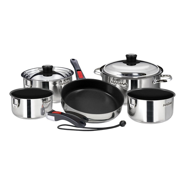 Magma Nesting 10-Piece Induction Compatible Cookware - SS Exterior & Slate Black Ceramica Non-Stick Interior - A10-366-2-IND - CW58442 - Avanquil