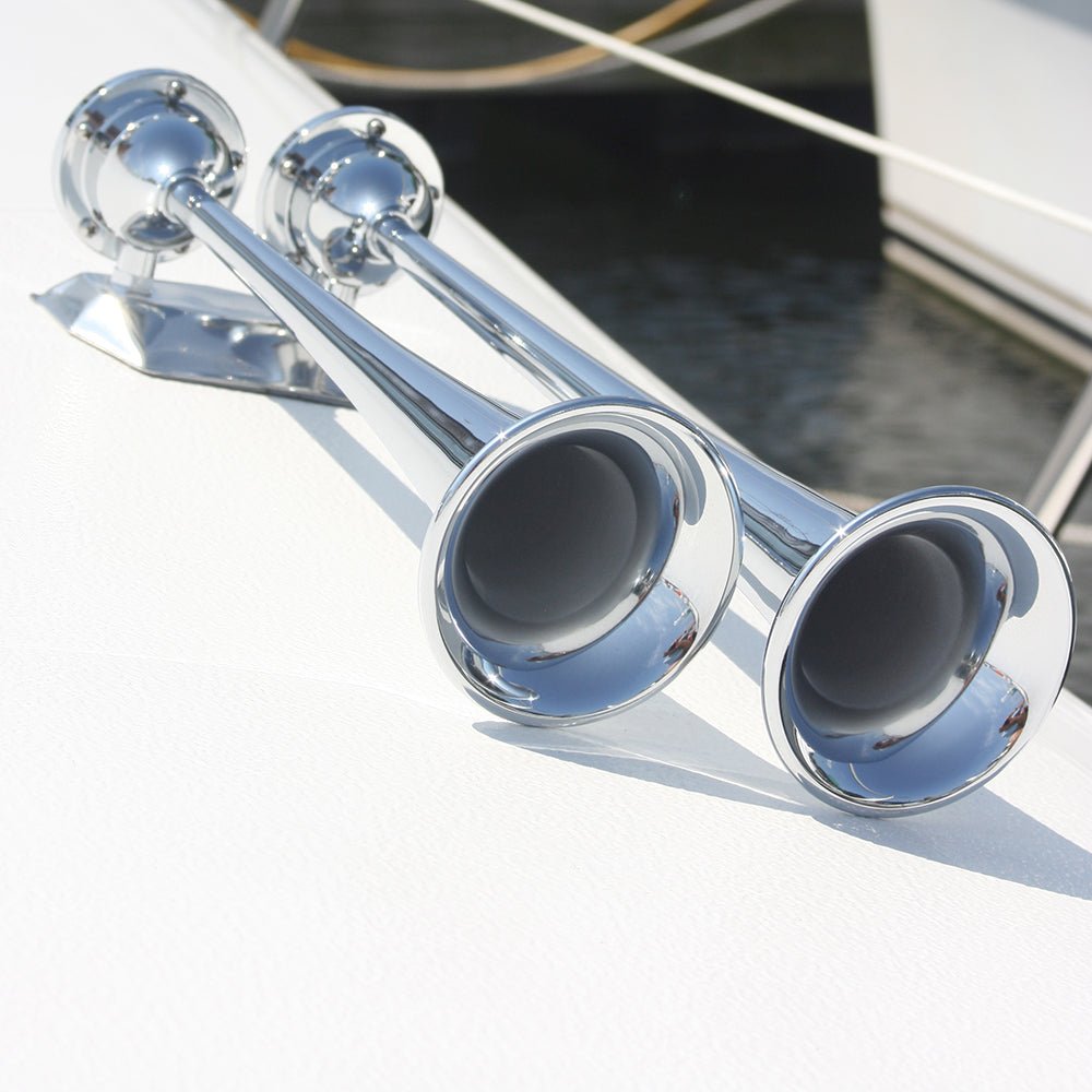 Marinco 12V Chrome Plated Dual Trumpet Air Horn - 10106 - CW79171 - Avanquil