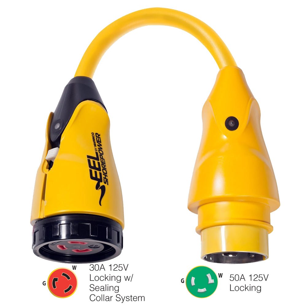 Marinco P503-30 EEL 30A-125V Female to 50A-125V Male Pigtail Adapter - Yellow - CW49360 - Avanquil