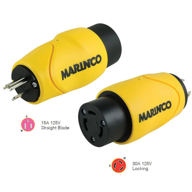 Marinco Straight Adapter 15Amp Straight Male to 30Amp Locking Female Connector - S15-30 - CW49223 - Avanquil