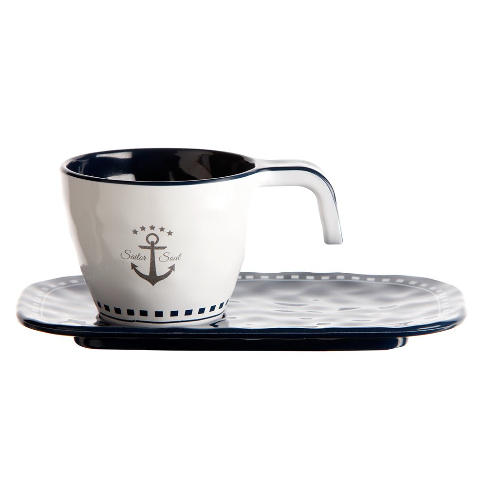 Marine Business Melamine Espresso Cup & Plate Set - SAILOR SOUL - Set of 6 - 14006C - CW89639 - Avanquil