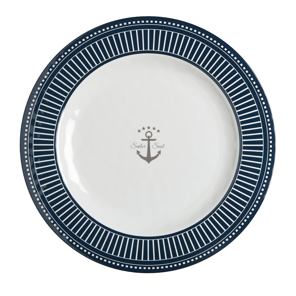 Marine Business Melamine Flat, Round Dinner Plate - SAILOR SOUL - 10" Set of 6 - 14001C - CW89634 - Avanquil