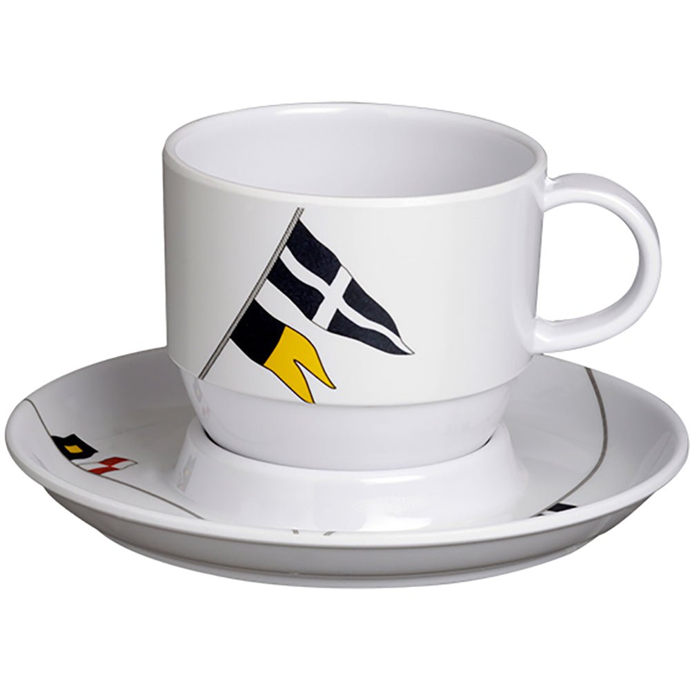 Marine Business Melamine Tea Cup & Plate Breakfast Set - REGATA - Set of 6 - 12005C - CW89594 - Avanquil