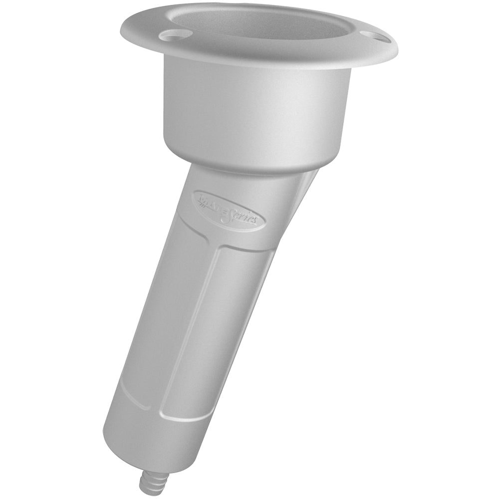 Mate Series Plastic 15° Rod & Cup Holder - Drain - Round Top - White - P1015DW - CW72524 - Avanquil