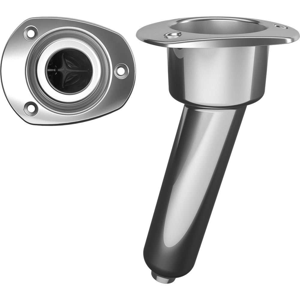 Mate Series Stainless Steel 15° Rod & Cup Holder - Drain - Oval Top - C2015D - CW72511 - Avanquil