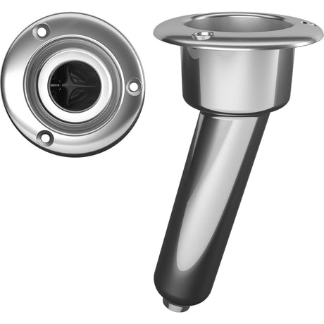 Mate Series Stainless Steel 15° Rod & Cup Holder - Drain - Round Top - C1015D - CW72502 - Avanquil