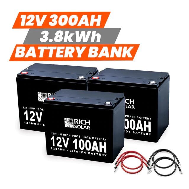 Rich Solar 12V - 300AH - 3.8kWh Lithium Battery Bank - RS-12V - 300AH - 3.8kWh Lithium Battery Bank - Avanquil