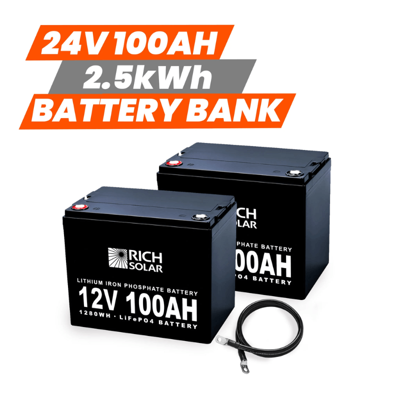 Rich Solar 24V - 100AH - 2.5kWh Lithium Battery Bank - RS-24V - 100AH - 2.5kWh Lithium Battery Bank - Avanquil