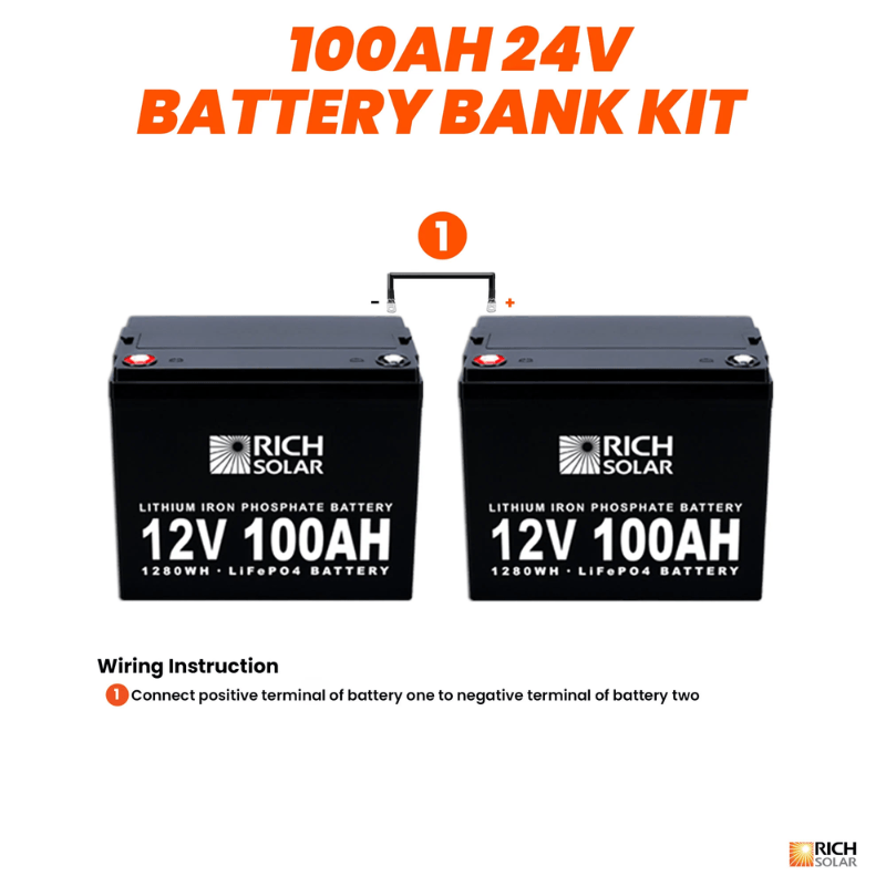 Rich Solar 24V - 100AH - 2.5kWh Lithium Battery Bank - RS-24V - 100AH - 2.5kWh Lithium Battery Bank - Avanquil