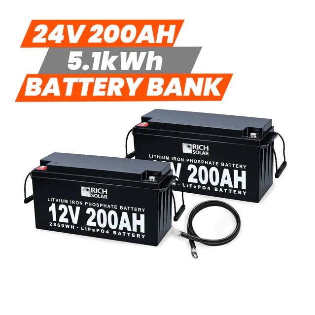 Rich Solar 24V - 200AH - 5.1kWh Lithium Battery Bank - RS-24V - 200AH - 5.1kWh Lithium Battery Bank - Avanquil
