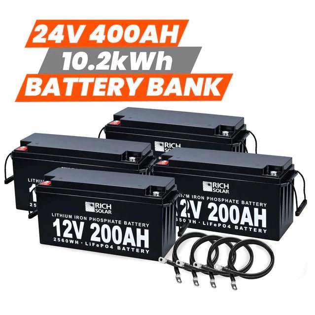 Rich Solar 24V - 400AH - 10.2kWh Lithium Battery Bank - RS-24V - 400AH - 10.2kWh Lithium Battery Bank - Avanquil