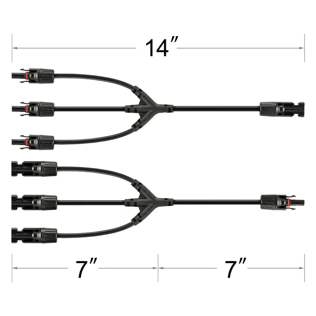 Rich Solar 3 to 1 Y Branch Parallel Adapters for Solar Panels - Waterproof and Dustproof - RS-Y3 - Avanquil