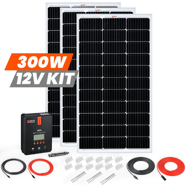 Rich Solar 300 Watt Solar Kit with 40A MPPT Controller - RS-K3004 - Avanquil