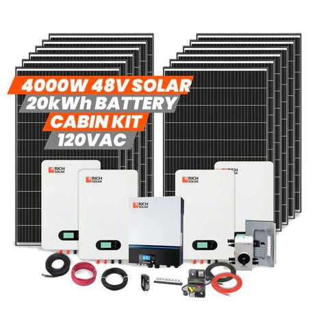 Rich Solar 4000W 48V Solar - 20kWh Capacity - 120VAC Cabin Kit - RS-4000W 48V 120VAC Cabin Kit - Avanquil