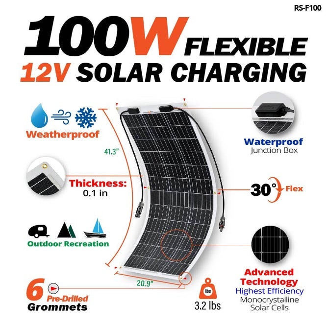 Rich Solar Mega 100 Watt Flexible Solar Panel - RS-F100 - Avanquil