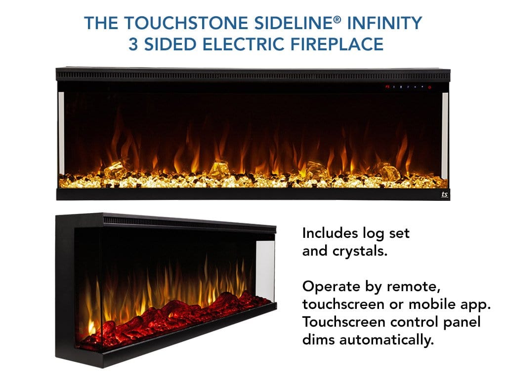 Touchstone Sideline Infinity 3 Sided 50" WiFi Enabled Smart Recessed Electric Fireplace 80045 (Alexa/Google Compatible) - TS-80045 - Avanquil