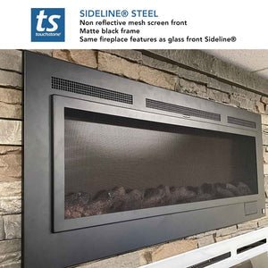Touchstone The Sideline Steel Mesh Screen Non Reflective 80047 60" Recessed Electric Fireplace - TS-80047 - Avanquil